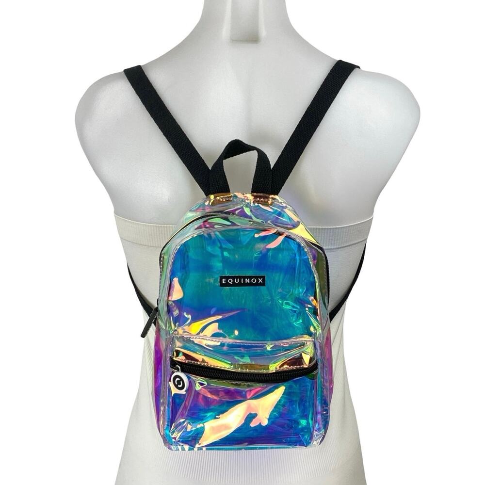 Equinox Women's Metallic Transparent Hologram Iridescent Waterproof Backpack OS